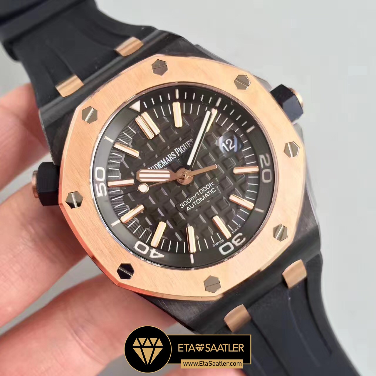 Audemars Piguet Royal Oak Offshore Diver Queen Elizabeth II Cup DLC Kaplama elik Kasa Siyah Kadran ETA